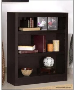 Concepts In Wood MI3036-E Single Wide Bookcase; Espresso Finish 3 Shelves