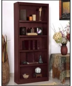 Concepts In Wood MI3072-C Single Wide Bookcase; Cherry Finish 5 Shelves