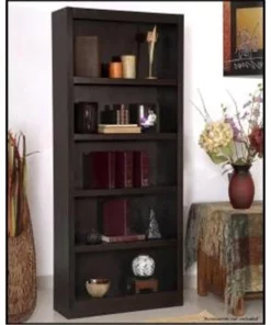 Concepts In Wood MI3072-E Single Wide Bookcase; Espresso Finish 5 Shelves
