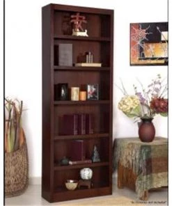 Concepts In Wood MI3084-C Single Wide Bookcase; Cherry Finish 6 Shelves