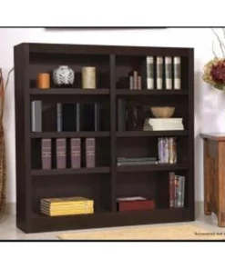 Concepts In Wood MI4848-E Double Wide Bookcase; Espresso Finish 8 Shelves