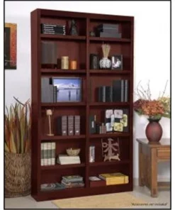 Concepts In Wood MI4884-C Double Wide Bookcase; Cherry Finish 12 Shelves