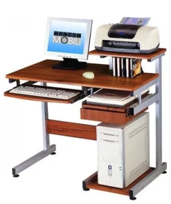 Techni Mobili CD-2706A-WG01 Basic Computer Desk With Drawer And Pull Out Scanner Panel - Woodgrain