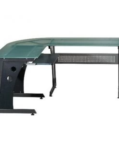 Techni Mobili RTA-3803-GPH06 L-shaped Glass Computer Desk - Graphite