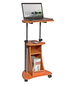 Techni Mobili RTA-B002-WG01 Rolling Laptop Cart with Storage - Wood Grain