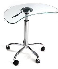 RTA Home and Office LT-020 Clear Glass and Aluminum Laptop Stand with Casters