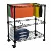 Workstationpro Portable 2-Tier Metal Rolling File Cart; Black