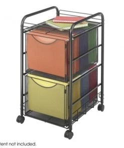 Safco Products Safco 5212BL Black Onyx Mesh File Cart with 2 File Drawers