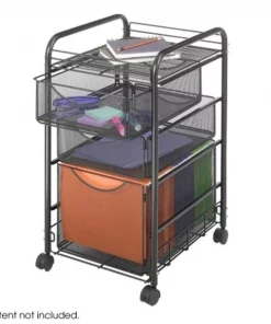 Safco Products Safco 5213BL Black Onyx Mesh File Cart with 1 File Drawer and 2 Small Drawers