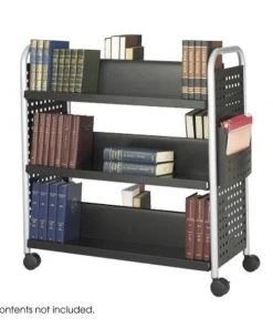 Safco Products Safco 5335BL Black Scoot Double Sided 6 Shelf Book Cart
