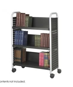 Safco Products Safco 5336BL Black Scoot Single Sided 3 Shelf Book Cart