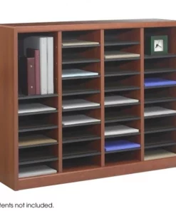 Safco Products Safco 9321CY Cherry E-Z Stor Wood Literature Organizer- 36 Compartments