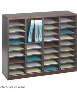 Safco Products Safco 9321MH Mahogany E-Z Stor Wood Literature Organizer- 36 Compartments