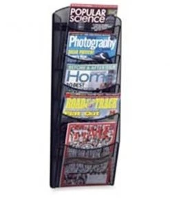 Safco Products Company SAF5578BL Mesh Magazine Rack- 5-Pockets- 9-.75in.x3-.50in.x28in.- Black