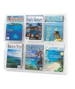 Safco Products Company SAF5607CL Magazine Display Rack- 6-Pocket- 30in.x2in.x24-.63in.- Clear