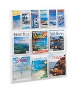 Safco Products Company SAF5606CL Magazine-Pamphlet Display- 6 Pckt. each- 30in.x2in.x34-.75in.- Clear
