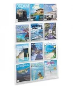 Safco Products Company SAF5602CL Literature Rack- 12 Pockets Magazine- 30in.x2in.X49in.- Clear