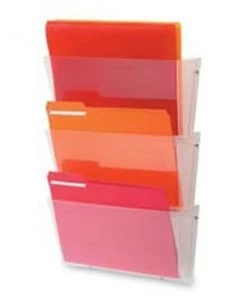 Deflecto Llc Deflect-O DEF63601RT Wall Pockets; 14.5 in. x 3 in. x 6.5 in.; Letter; 3-PK; Clear