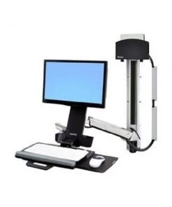 Ergotron Styleview Sit-stand Combo System With Small Cpu Holder - polished Aluminum - 45-273-026