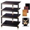 VTI Manufacturing BL304GO 3 Gold Capspike Black Poles 4 Oak Shelves AV Stand