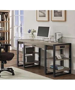 Walker Edison Furniture Co Walker Edison D60UBS30AG 60 x 30 in. Urban Blend Storage Desk - Driftwood & Black