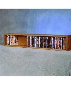 Wood Shed 110-4 W Solid Oak Wall or Shelf Mount DVD-VHS tape-Book Cabinet
