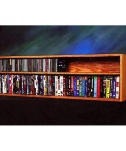 Wood Shed 211-4 W Solid Oak Wall or Shelf Mount for CD and DVD-VHS tape-Book Cabinet