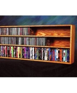 Wood Shed 312-4 W Solid Oak Wall or Shelf Mount for CD and DVD-VHS tape-Book Cabinet