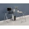 Walker Edison Furniture Co Walker Edison D51AL30 L-Shaped Glass Computer Desk- Clear-Silver- Silver
