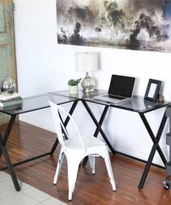 Fine-Line X Frame Computer Desk; Smoke - 9 x 23 x 33 in.