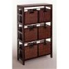 Winsome 92610 Leo 7 Piece Shelf and Baskets - One Shelf 6 Small Baskets - Espresso