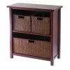 Winsome 94238 Milan 4 Piece Cabinet or Shelf with 3 Baskets - Antique Walnut