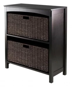 Winsome Trading 92382 3pc Storage 3-Tier Shelf with 2 Large Baskets