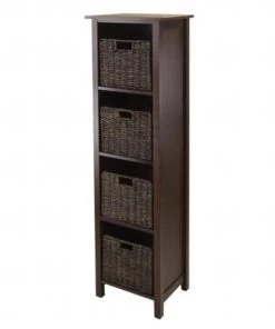 Winsome Trading 94811 Granville 5pc Storage Shelf 4-section with 4 Foldable Baskets