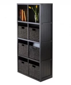 Winsome 20653 7-Pc Wainscoting Panel Shelf 4 x 2 Cube with 6 Foldable Baskets