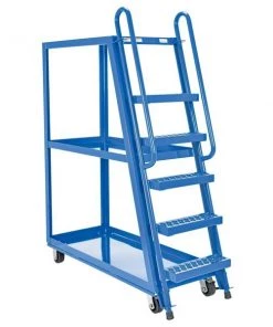 Vestil Steel High Frame Cart W/ Mold On Rubber Casters, 56-1/8" x 21-7/8" x 73-1/16", 1000 Lb Cap, Blue