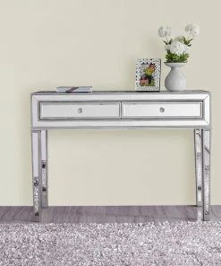 Elegant Decor Desk 42In. W X 18In. D X 30In. H In Antique Silver Paint