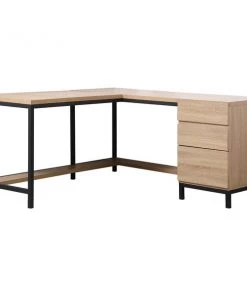 Elegant Lighting Emerson Corner Industrial Desk In Mango Wood