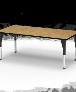 Virco 5000 Series 36" X 72" Activty Table W/ Adjstble Height Leg, Grey Nebula Top/Blk Edge/Slvr Mist UL