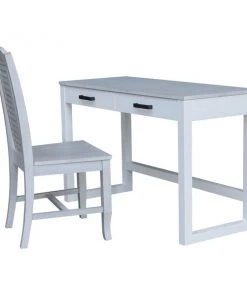 International Concepts Carson Solid Wood Desk with 2 Drawers and Chair - Chalk/White