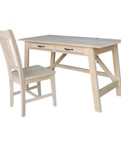 International Concepts Serendipity Desk with 2 Drawers and Chair, Unfinished