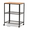 Baxton Studio Verna Black Finished Metal and Oak Finished Wood Kitchen Serving Cart