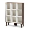 Baxton Studio Senja Two-Tone White and Walnut Brown Finished Wood 9-Shelf Bookcase
