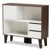 Baxton Studio Senja Two-Tone White and Walnut Brown Finished Wood 2-Shelf Bookcase