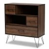 Baxton Studio Charis Walnut Brown and Black Finished Wood 1-Drawer Bookcase