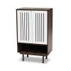 Baxton Studio Meike Two-Tone Walnut Brown and White Wood 2-Door Shoe Cabinet