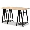 Baxton Studio Mary Oak Finished Wood and Black Metal Height Adjustable Desk