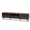 Baxton Studio Naoki Grey and Walnut Wood TV Stand with Drop-Down Compartments