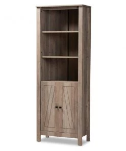 Baxton Studio Derek Modern and Contemporary Transitional Natural Oak Finished Wood 2-Door Bookcase