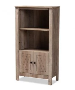 Baxton Studio Derek Modern and Contemporary Transitional Natural Oak Finished Wood 3-Tier Bookcase